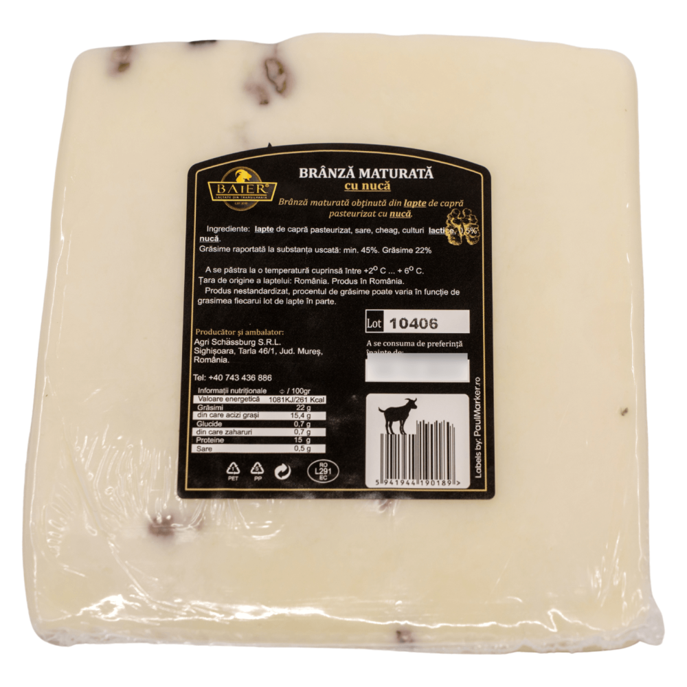 Brânză de capră maturată cu nucă Baier Lactate, 250g - imagine 3