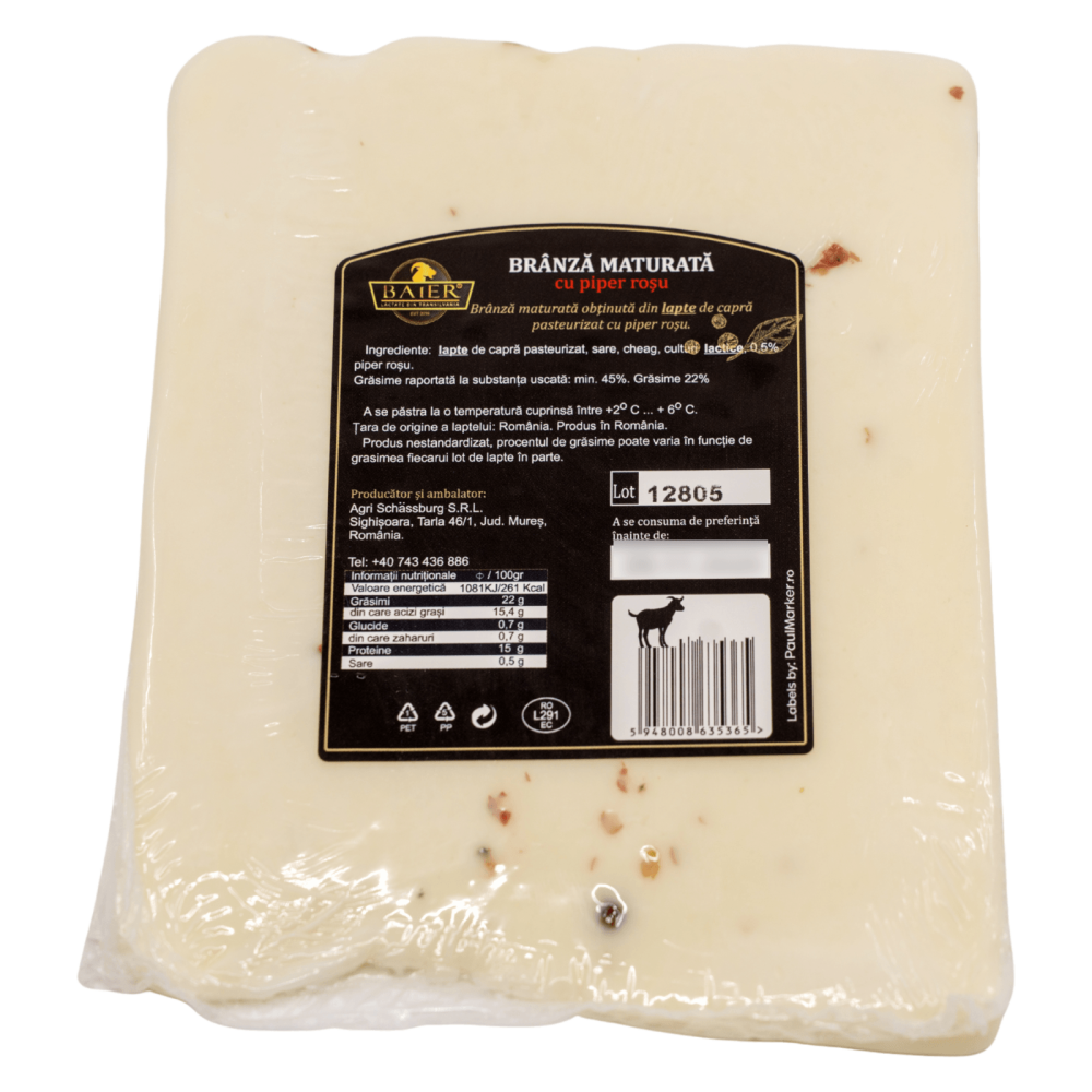 Brânză de capră maturată cu piper roșu Baier Lactate, 250g - imagine 3